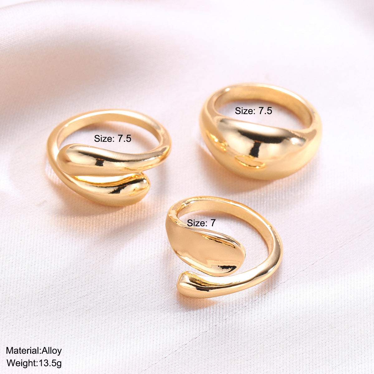 Women's Golden Irregular Opening Niche Trendy Set Graceful Rings