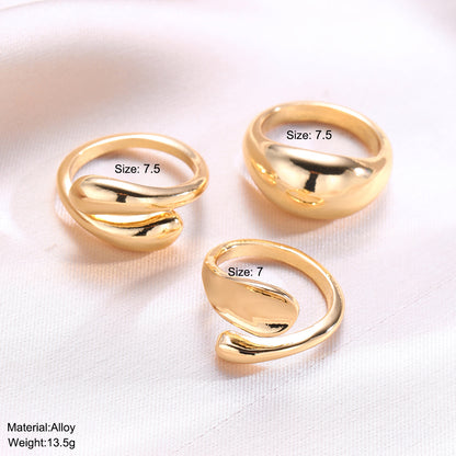 Women's Golden Irregular Opening Niche Trendy Set Graceful Rings