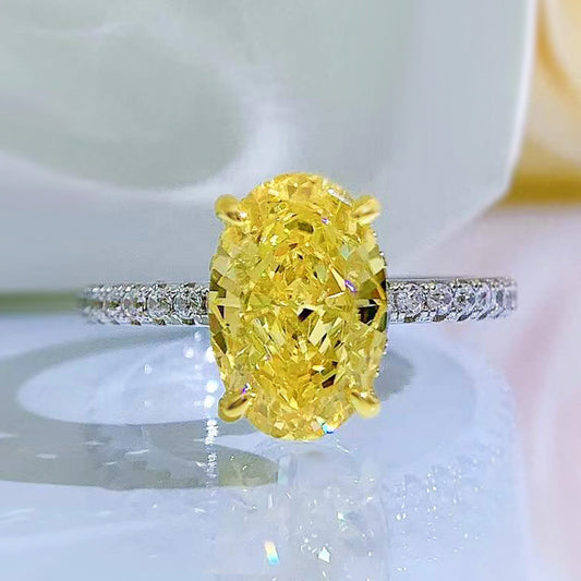 Women's Jewelry Sier High Carbon Diamond Oval Rings