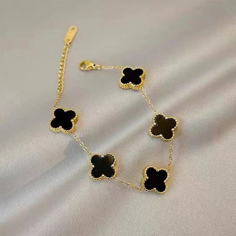 Lucky Four-leaf Clover Gold Double-sided Fritillary Bracelets