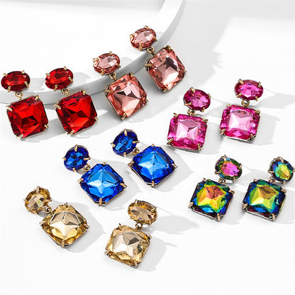 Colorful Rhinestone Geometric Female Super Flash Earrings