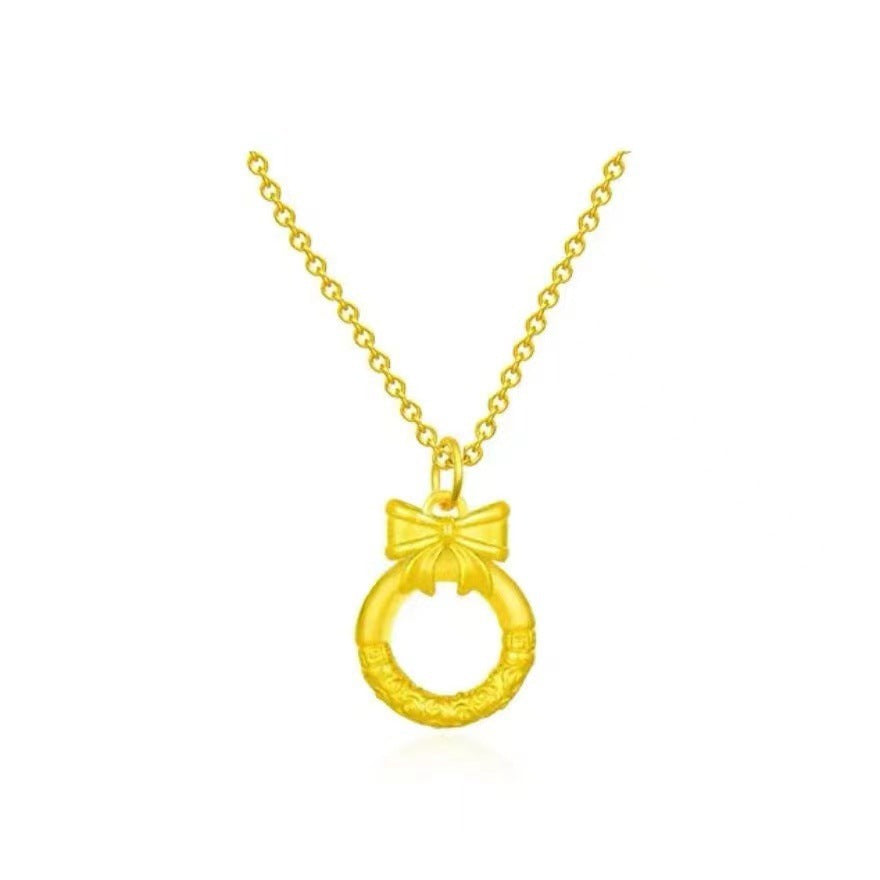 Women's Peace Buckle Bow Alluvial Gold Live Pendants