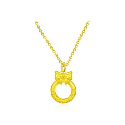 Women's Peace Buckle Bow Alluvial Gold Live Pendants