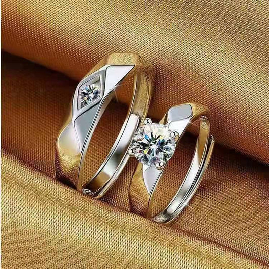 Women's & Men's Open Mouth White Gold Plated Wedding Simulation Rings