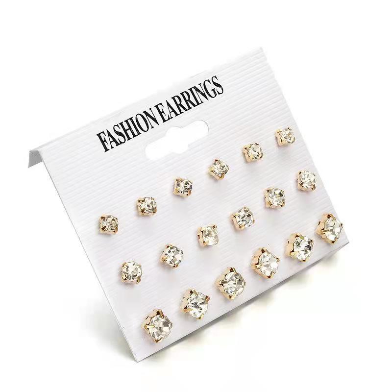 Imitation Zirconium Combination Pairs Simple Suit Earrings