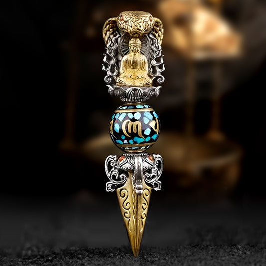 Women's & Men's Chiba Vintage Sakyamuni Rotating Turquoise Beads Vajra Thai Sier Pendants