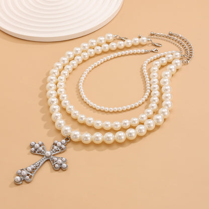 Personality Hollow Out Cross Twin Clavicle Necklaces