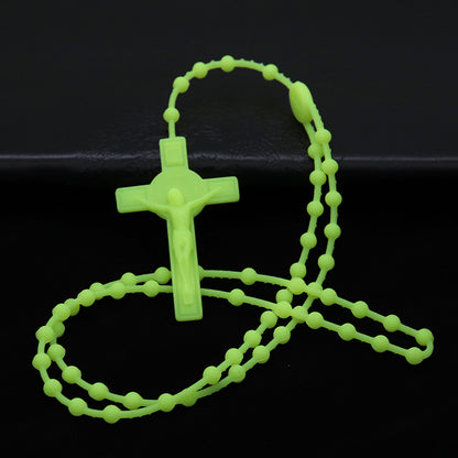 Plastic Soft Rubber Color Luminous Fluorescence Rosary Necklaces