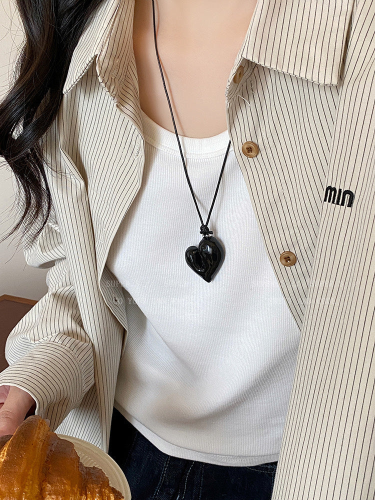 Heart Pull-out Adjustable Sweater Chain Niche Necklaces