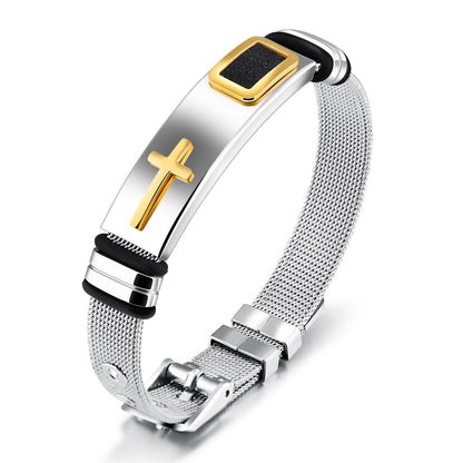 Men's Accessories Titanium Steel Mesh Wrist Cross Bracelets