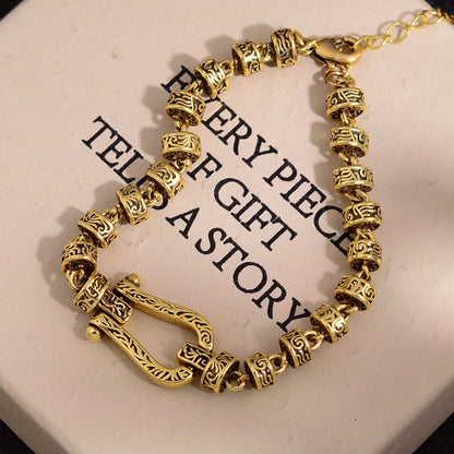 Luxury Personality Ancient Gold U-shaped Horseshoe Female Bracelets