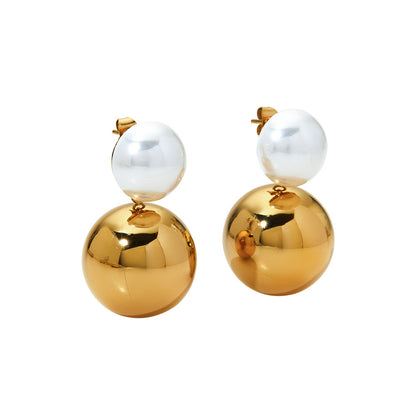 Women's Pearl High Sense Stainless Steel Ball Earrings