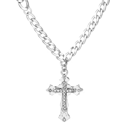 Vintage Pearl Cross Punk Sweater Female Pendants