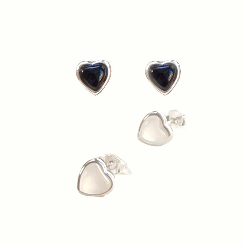 Loving Heart In Sterling Sier Black Earrings