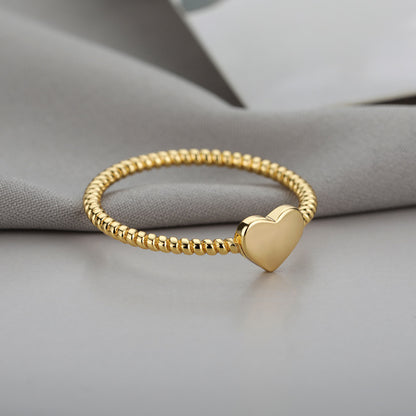 Women's Heart-shaped Love Engagement Thread Gold-plated Peach Rings