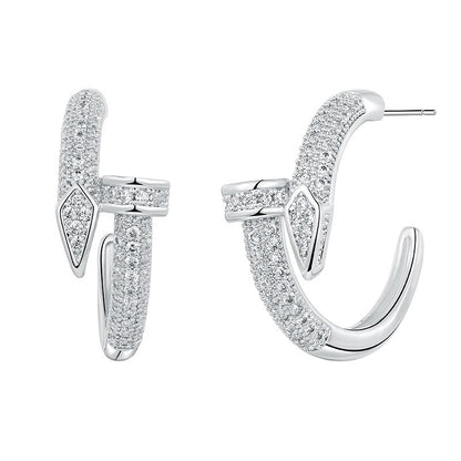 Women's Copper Alloy Micro Inlaid Zircon Sier Earrings