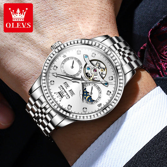 Men's Watch Multifunctional Moon Phase Casual Mechanical Watches