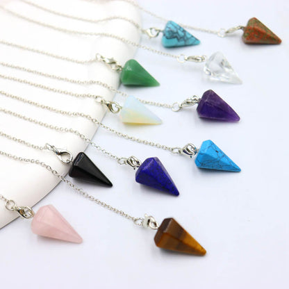 Gemstone Tapered Hexagonal Cone Six-sided Rhombus Pendants