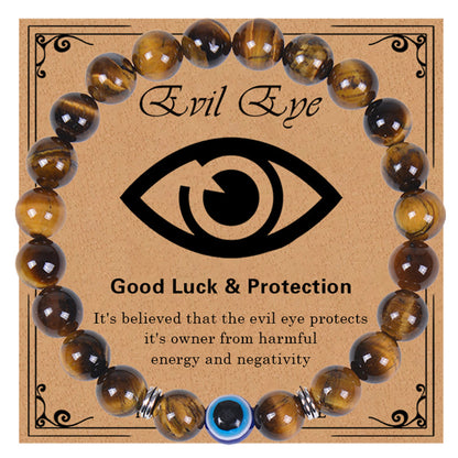 Evil Eye Natural Tigereye Devil Beaded Bracelets