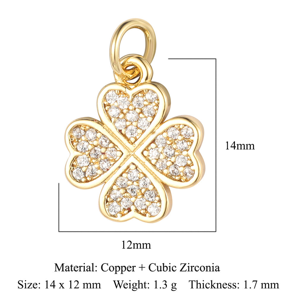 Four-leaf Clover Color Zirconium Copper Micro Inlaid Zircon Pendants