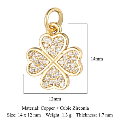 Four-leaf Clover Color Zirconium Copper Micro Inlaid Zircon Pendants