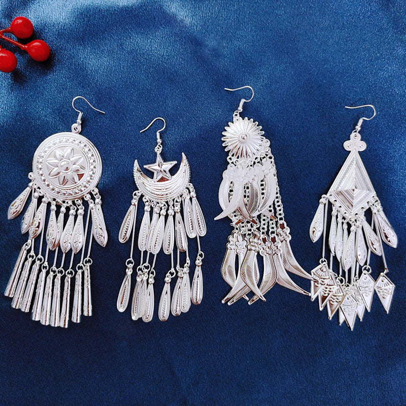 Long Exaggerated Stage Ornament Minorities Han Chinese Clothing Earrings