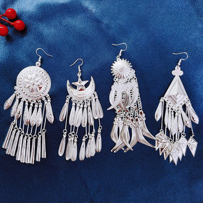 Long Exaggerated Stage Ornament Minorities Han Chinese Clothing Earrings