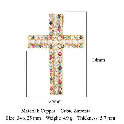 Cross Color Zirconium Copper Zircon Ornament Pendants