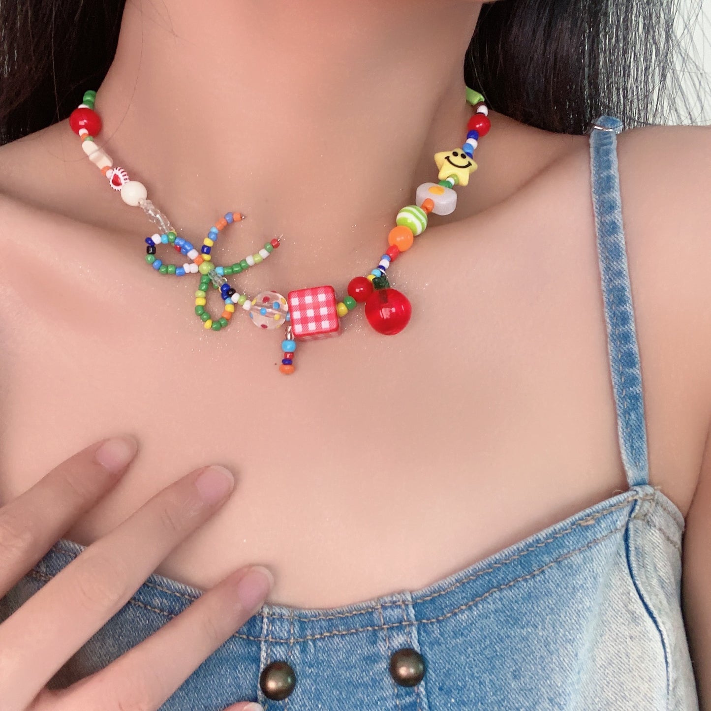 Apple Paradise Dopamine Color Beaded Light Necklaces