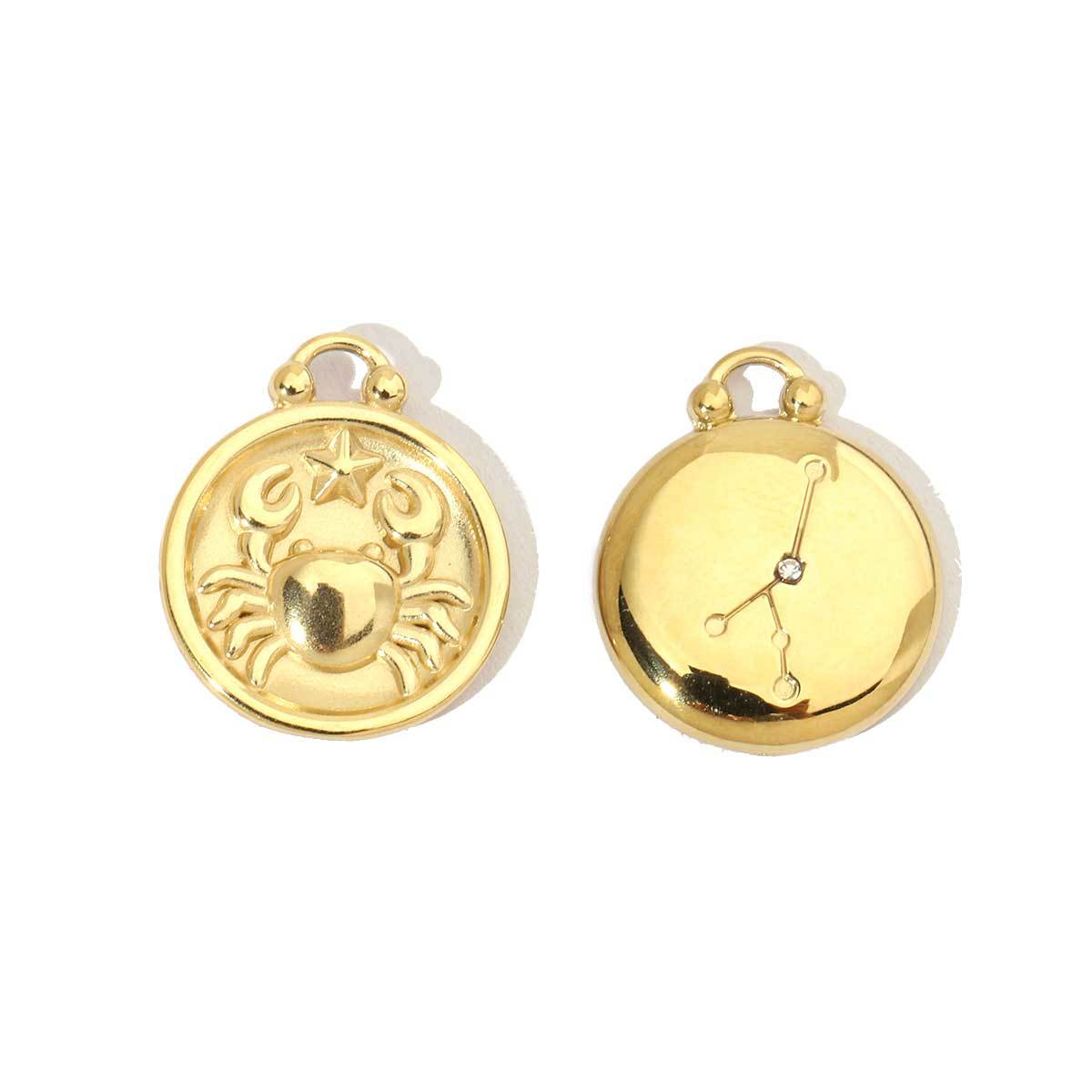 Real Gold Constellation Stainless Steel Round Pendants