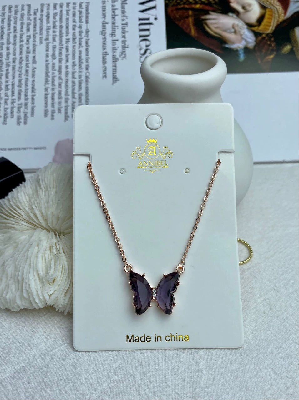 Glass Crystal Butterfly Ear Female Clavicle Necklaces