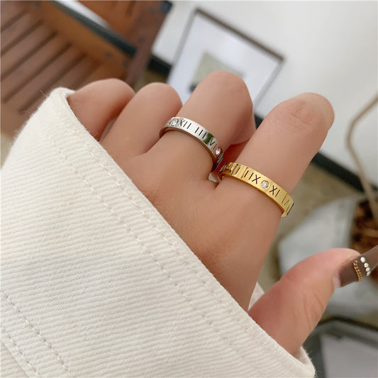 Women's & Men's Titanium Steel Rose Gold Korean Simplicity Rings