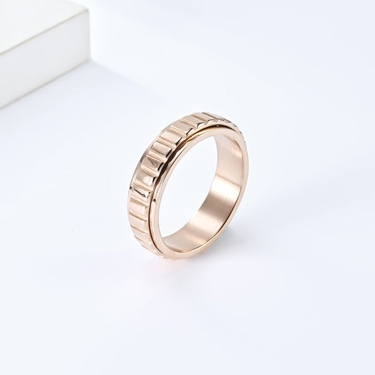 Women's & Men's Unisex Style Rotatable Lattice Titanium Steel Cold Rings