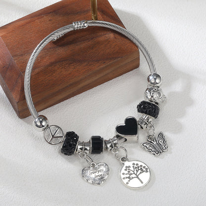Beads Stainless Steel Copper Alloy Rhinestone Bracelets