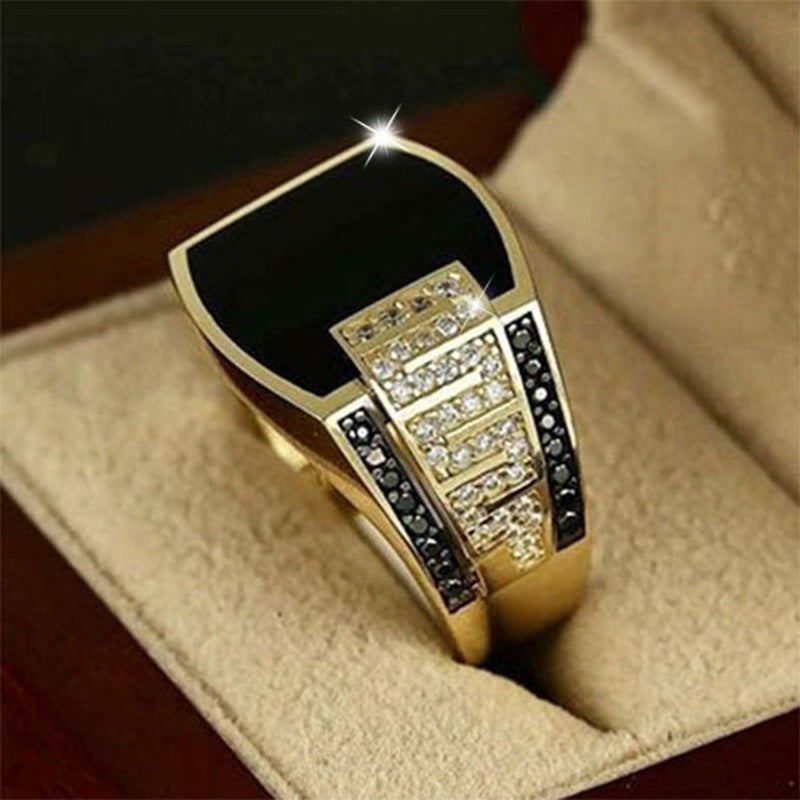 Men's Fashion Domineering Man's Inlaid Diamond Ornament Rings