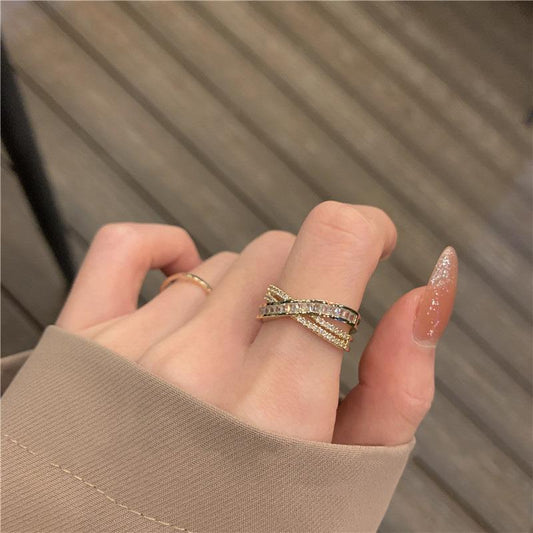 Zircon Cross Female Fashion Personality High Rings