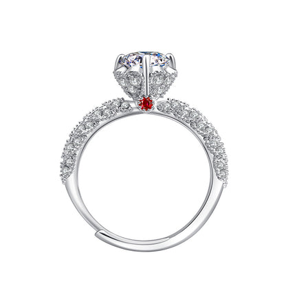 Elegant Imitation Moissanite Open Adjustable Live Broadcast Rings