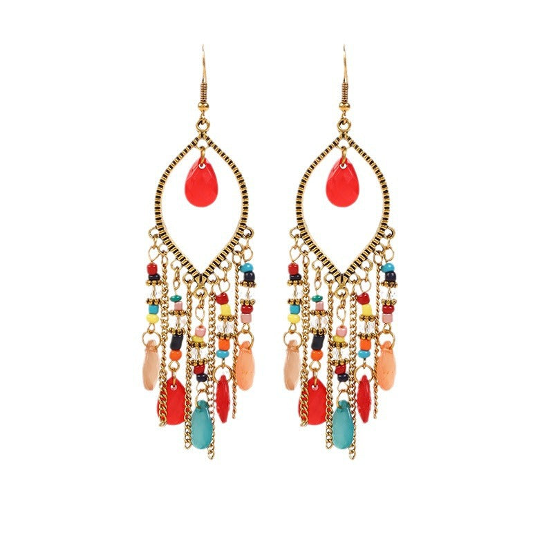 Handmade Water Drop Bead Bohemian Eardrops Earrings