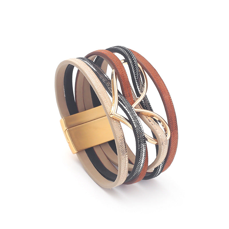 Women's High Quality Leather Fashion Love Heart Color Bracelets