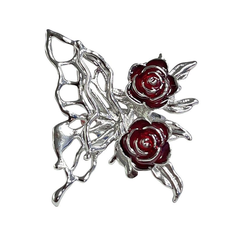 Retro Minority Female Rose Liquid Butterfly Open-end Sweet Rings