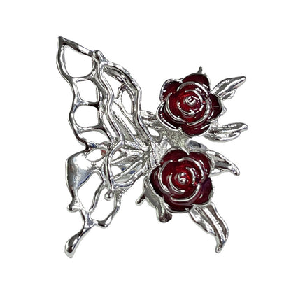 Retro Minority Female Rose Liquid Butterfly Open-end Sweet Rings