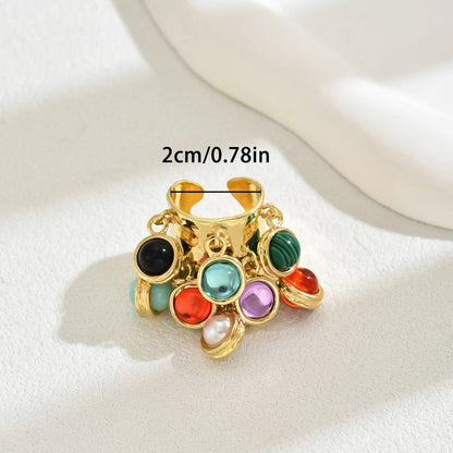 Women's Interest Light Luxury Style Open Adjustable Personality Inlaid Color Rings