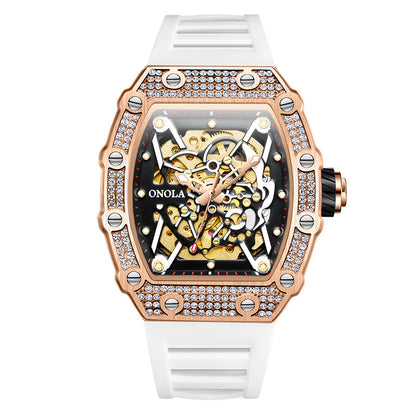 Men's Full Diamond Automatic Watch Silicone Band Mechanical Watches