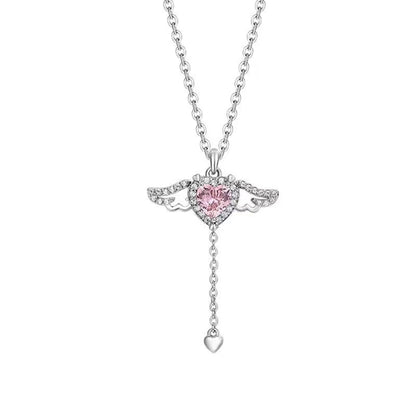 Female With Hearts Zircon Romantic Angel Necklaces