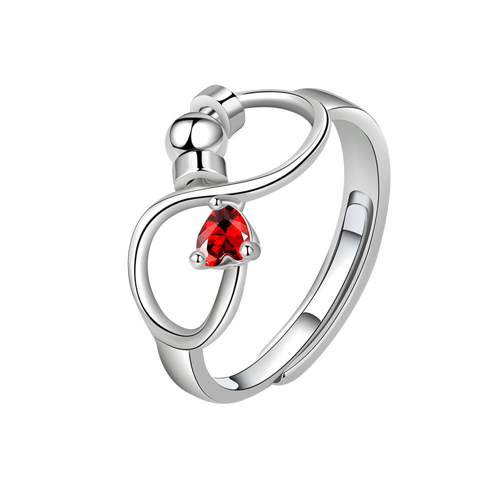 Simple Personality Spinning Female Birthstone Decompression Rings