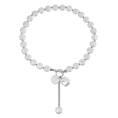 Baroque Imitation Flat Pearl Cold Style Tassel Necklaces