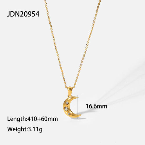 Stainless Steel Eight Awn Star Zircon High-grade Clavicle Necklaces