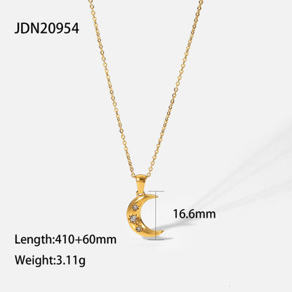 Stainless Steel Eight Awn Star Zircon High-grade Clavicle Necklaces