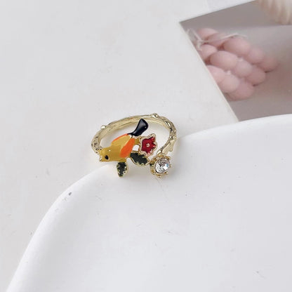 Bird Flower Female Style Niche Design Personalized Rings