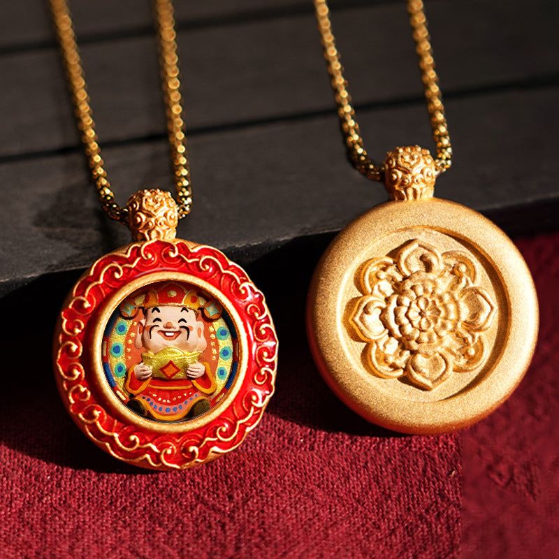 Three-dimensional Tibetan Style Fifth Master Brass Painted Wipe Pendants